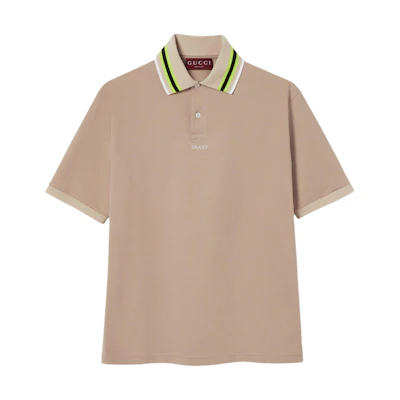 Gucci Lido Collection Beige Polo Shirt with Embroidered Stripes 788024-XJGJY-2219