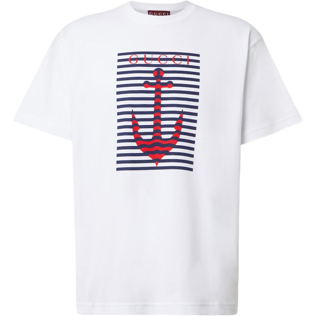 Gucci Lido FW25 Printed Cotton Crewneck T-Shirt White 796395-XJHDI-9034