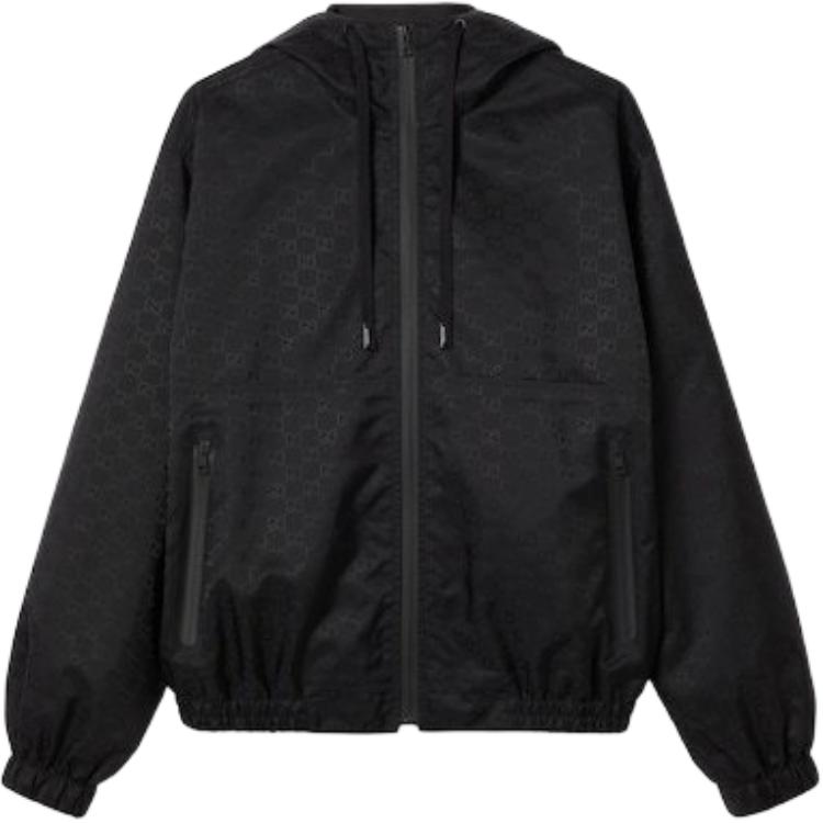 GUCCI Lido Logo Full Zip Hoodie Jacket for Men in Black 784185-ZAQFS-1000