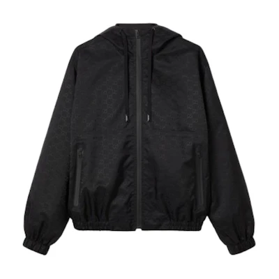 GUCCI Lido Logo Full Zip Hoodie Jacket for Men in Black 784185-ZAQFS-1000