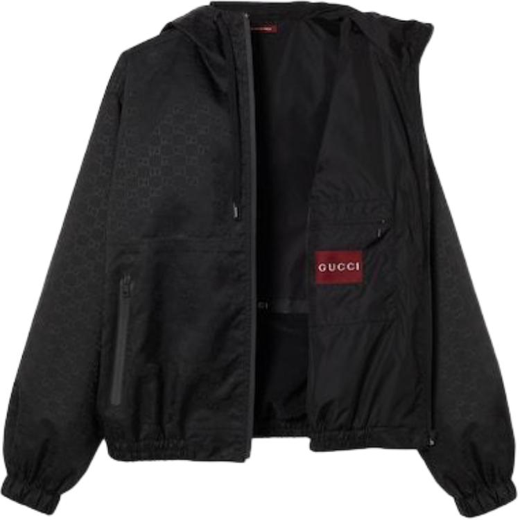 GUCCI Lido Logo Full Zip Hoodie Jacket for Men in Black 784185-ZAQFS-1000 圖 3