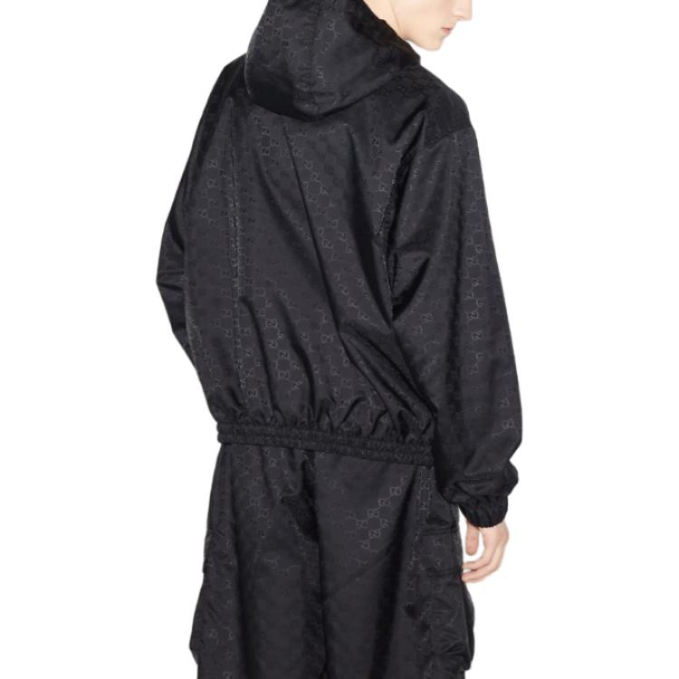 GUCCI Lido Logo Full Zip Hoodie Jacket for Men in Black 784185-ZAQFS-1000 圖 5