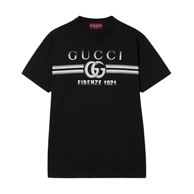 Gucci Lido Logo Print Black Fitted Short Sleeve T-Shirt for Men 785345-XJGKJ-1070