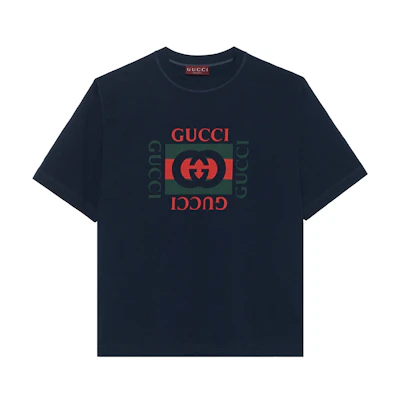 Gucci Lido Logo Print Blue Crewneck T-Shirt 784361-XJGKA-4735