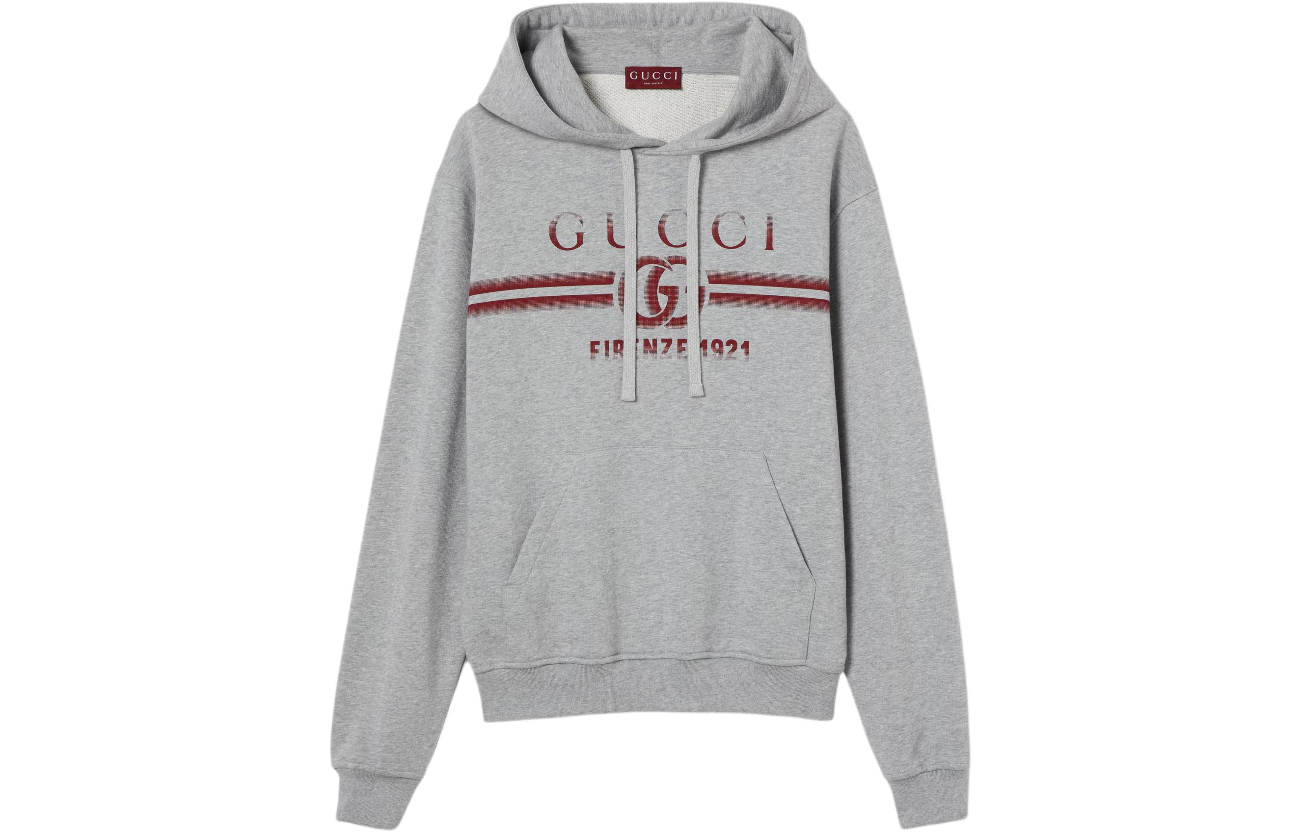 Gucci Lido Logo Print Hoodie Grey Long Sleeve Pullover 788771-XJGKP-1048
