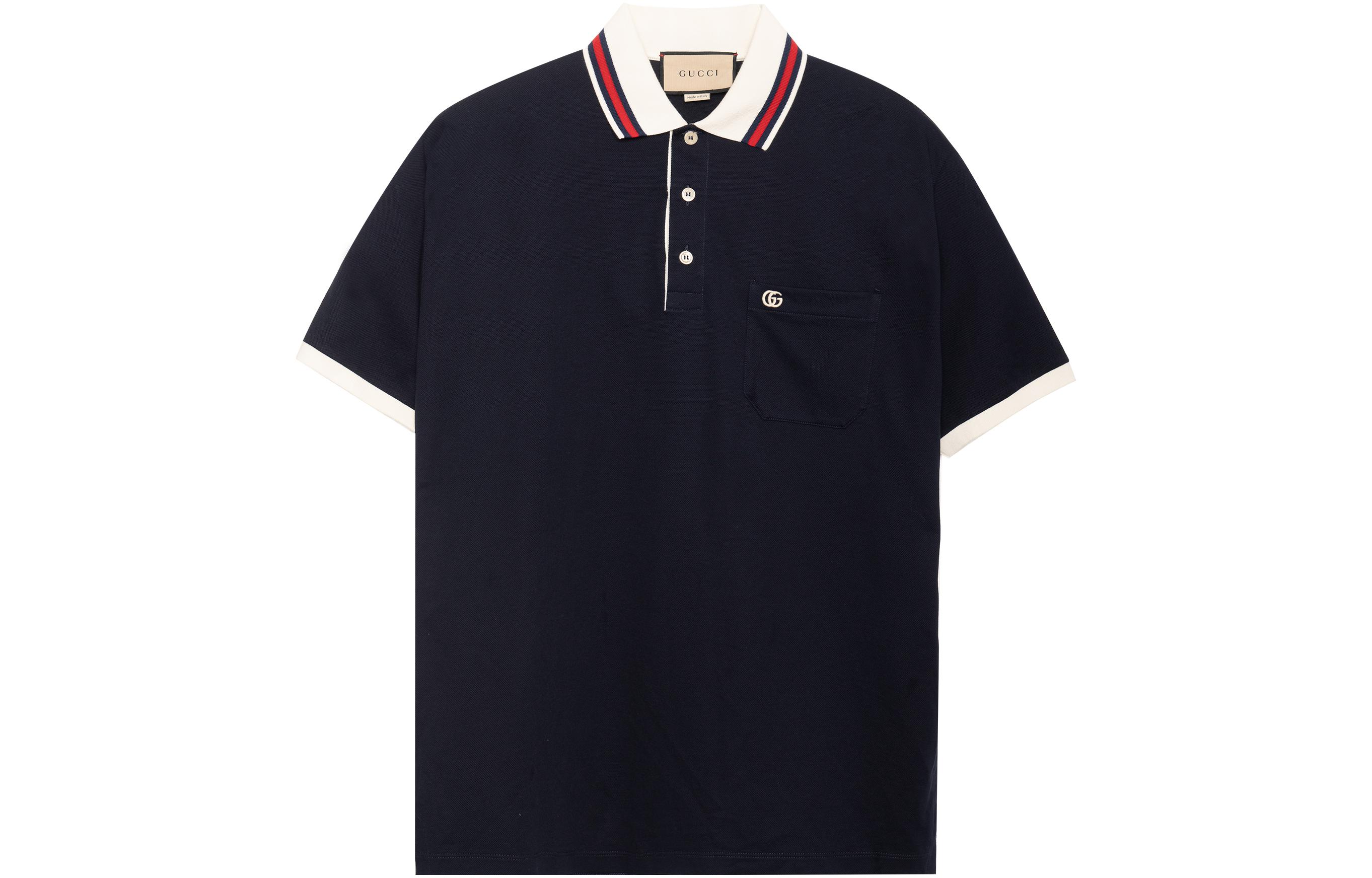 Gucci Lido Navy Blue Logo Print Polo Shirt for Men 752604XJFTL4215