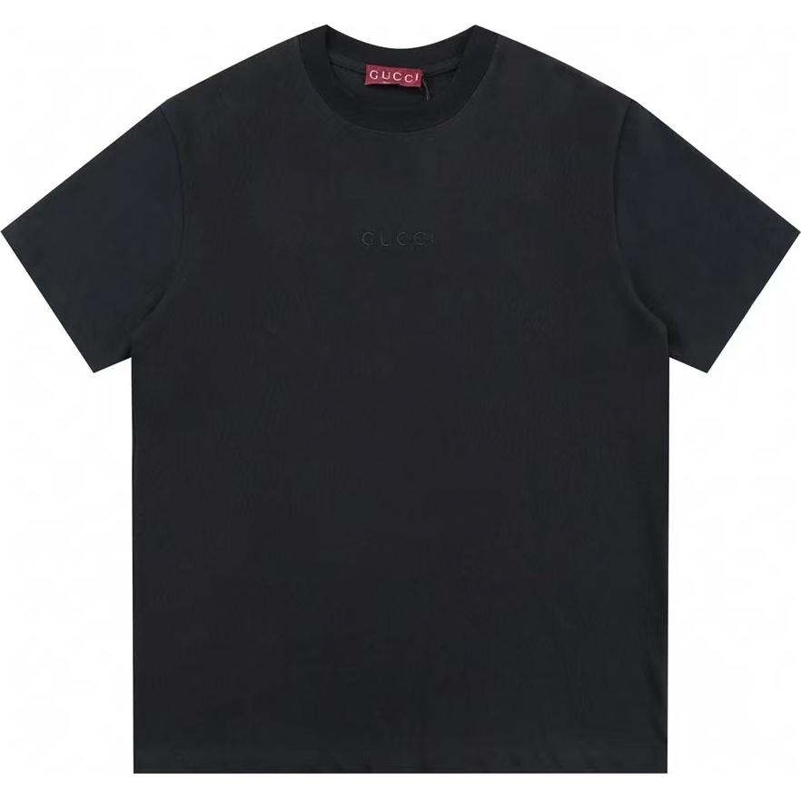 Gucci Lido Series Black Logo Embroidered Short Sleeve T-Shirt for Men 791547-XJGJT-1043