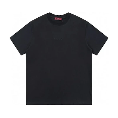 Gucci Lido Series Black Logo Embroidered Short Sleeve T-Shirt for Men 791547-XJGJT-1043