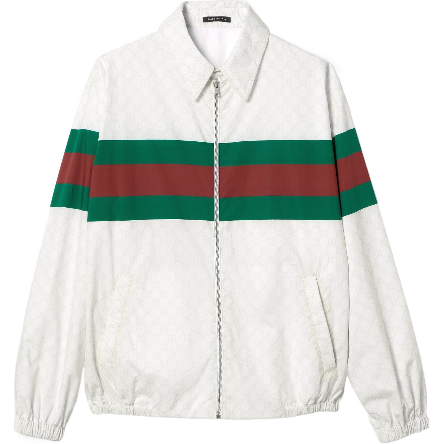 Gucci Lido Series White Striped Zipper Jacket with Contrast Collar 770373-ZAQZF-9669