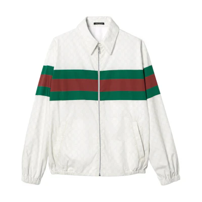Gucci Lido Series White Striped Zipper Jacket with Contrast Collar 770373-ZAQZF-9669