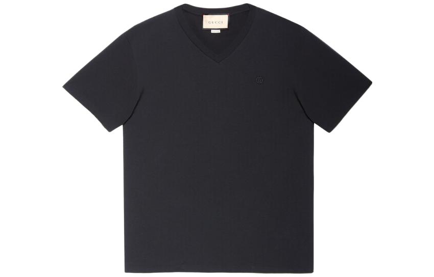 Gucci Lido Solid V-Neck Black T-Shirt 700131-XJEJF-1043