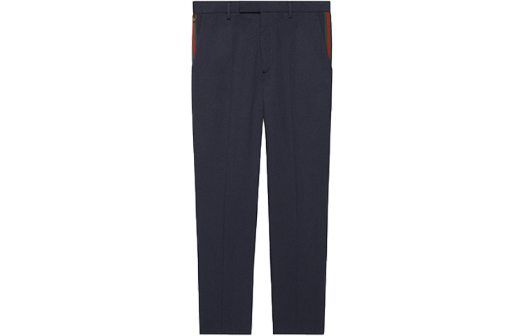 Gucci Lido SS22 Blue Cropped Relaxed Pants with Side Logo Strip 668588-Z8AQY-4433