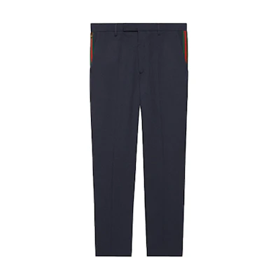Gucci Lido SS22 Blue Cropped Relaxed Pants with Side Logo Strip 668588-Z8AQY-4433