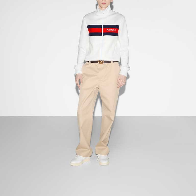 Gucci Lido SS24 Striped Logo Print High-Neck Slim Jacket Men’s White 787872-XJGJZ-9971 圖 3