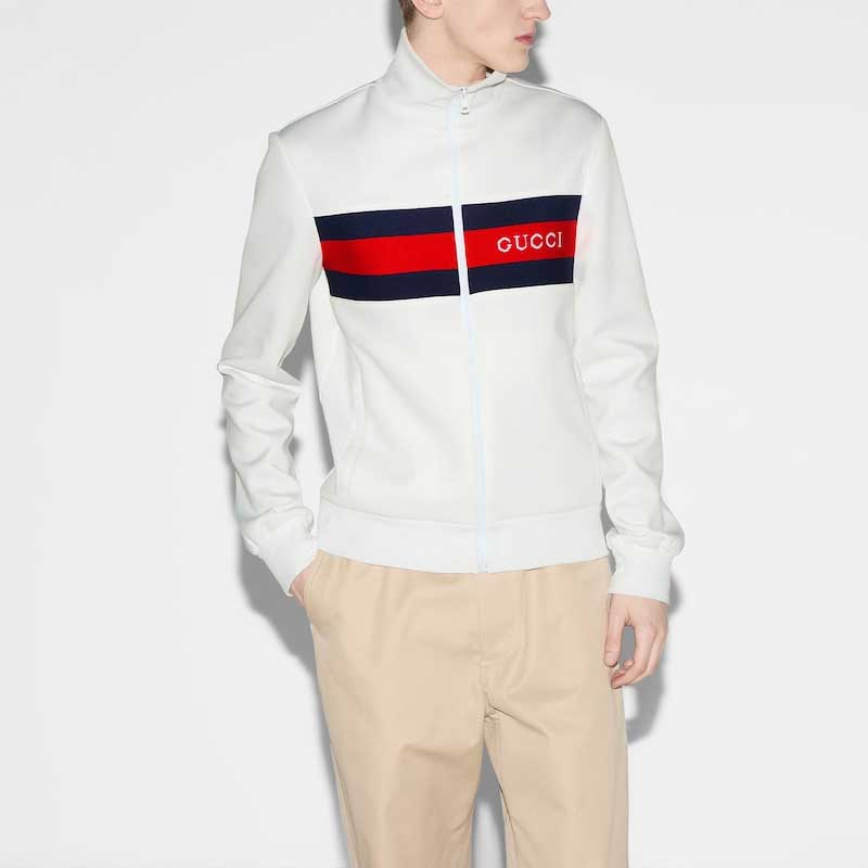 Gucci Lido SS24 Striped Logo Print High-Neck Slim Jacket Men’s White 787872-XJGJZ-9971 圖 4