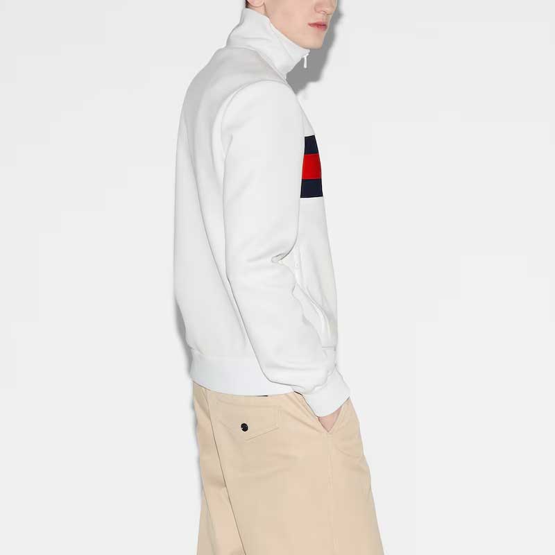 Gucci Lido SS24 Striped Logo Print High-Neck Slim Jacket Men’s White 787872-XJGJZ-9971 圖 5