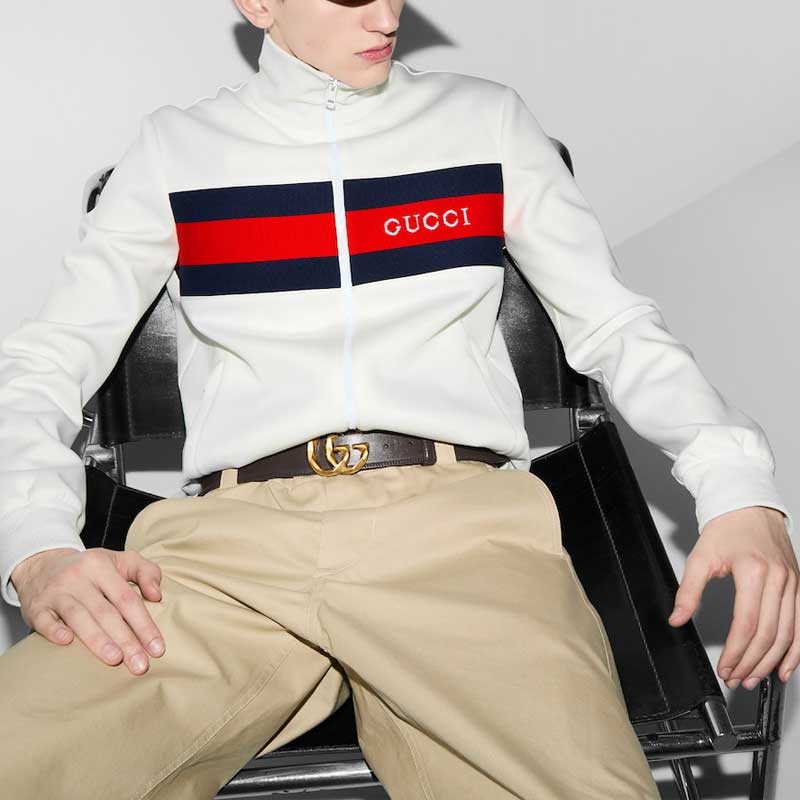 Gucci Lido SS24 Striped Logo Print High-Neck Slim Jacket Men’s White 787872-XJGJZ-9971 圖 6