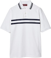 Gucci Lido White Short Sleeve Polo Shirt with Stripe Letters 788016-XJGJX-9081 Gucci Lido White Short Sleeve Polo Shirt with Stripe Letters 788016-XJGJX-9081