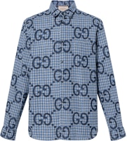 Gucci Light Blue Single-Breasted Monogram Print Long Sleeve Shirt 770438-ZAOBM-4061 Gucci Light Blue Single-Breasted Monogram Print Long Sleeve Shirt 770438-ZAOBM-4061
