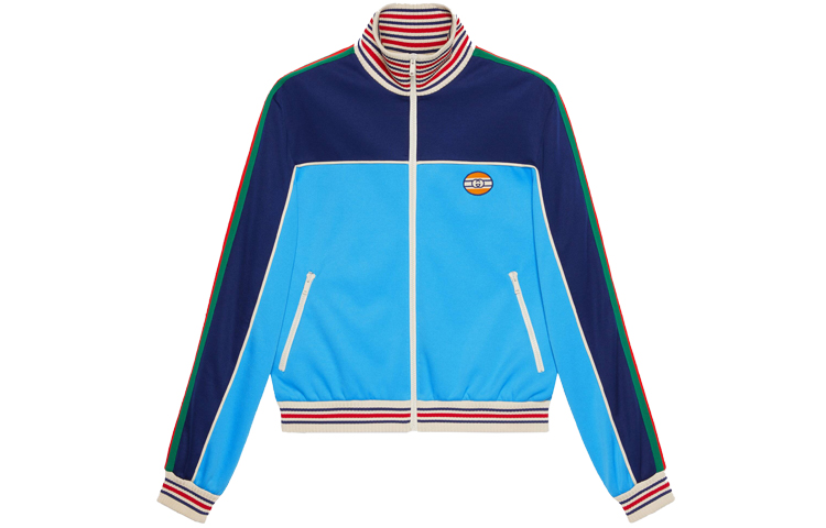 Gucci Light Blue Striped Knit Zip-up Jacket 645206-XJC5N-4233