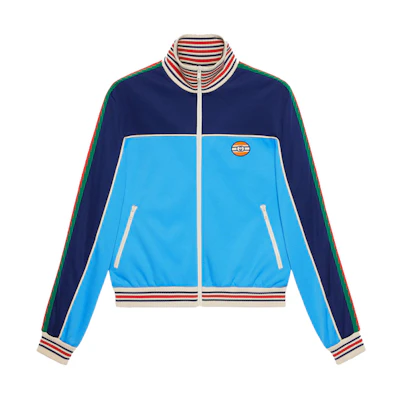 Gucci Light Blue Striped Knit Zip-up Jacket 645206-XJC5N-4233