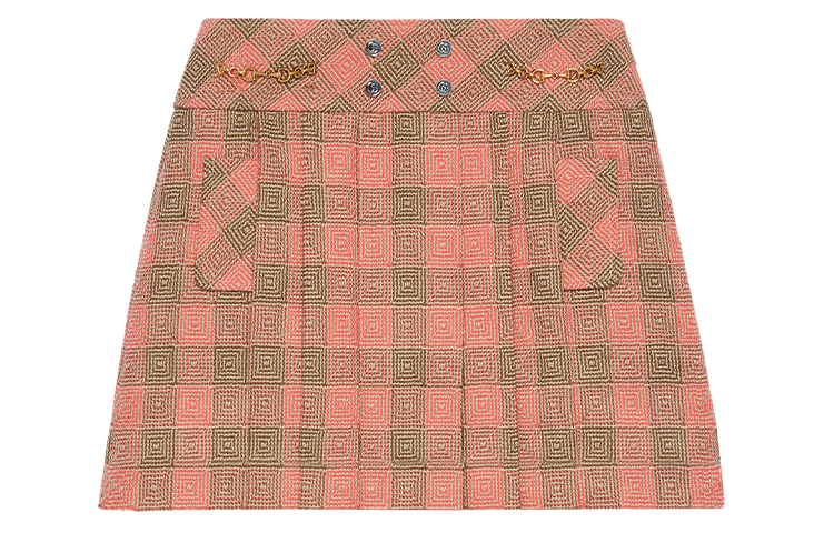 GUCCI Light Effect Checkered Mini Skirt - Pink 633226-ZAFIB-7920