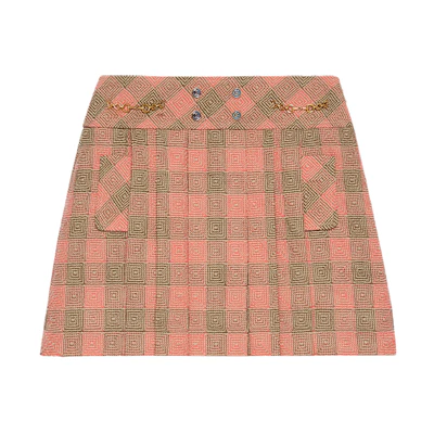 GUCCI Light Effect Checkered Mini Skirt - Pink 633226-ZAFIB-7920