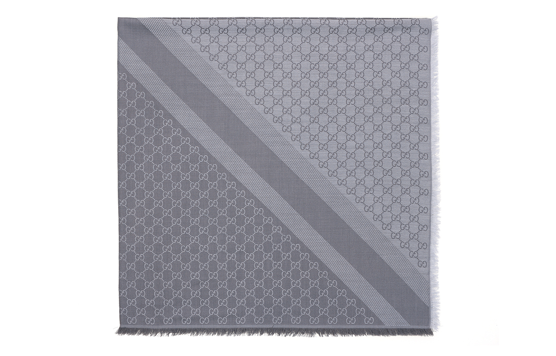 GUCCI Light Grey Wool Knit Scarf Unisex Couples Edition 281942-3G704-1962