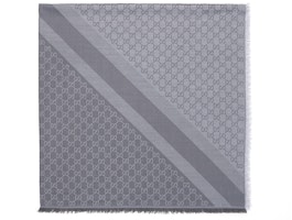 GUCCI Light Grey Wool Knit Scarf Unisex Couples Edition 281942-3G704-1962 GUCCI Light Grey Wool Knit Scarf Unisex Couples Edition 281942-3G704-1962