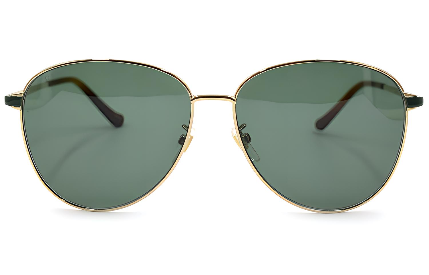 GUCCI Lightweight Metallic Vintage Pilot Aviator Sunglasses Green GG0573SK-003