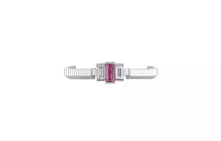 GUCCI Link to Love 18K White Gold Tourmaline Diamond Unisex Silver Ring. 662257J84W5 圖 4