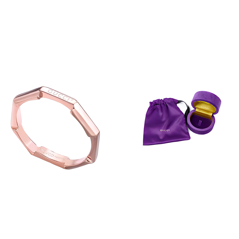 GUCCI Link to Love Series 18K Rose Gold Mirror Ring Unisex Couple Design 662194-J8500-5702