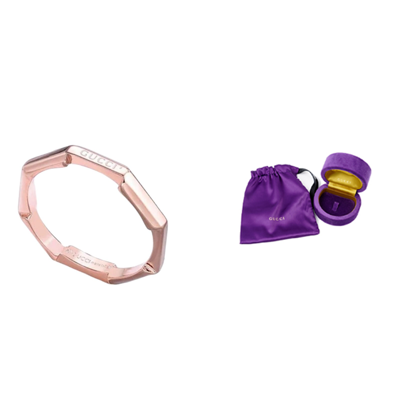 GUCCI Link to Love Series 18K Rose Gold Mirror Ring Unisex Couple Design 662194-J8500-5702 圖 2