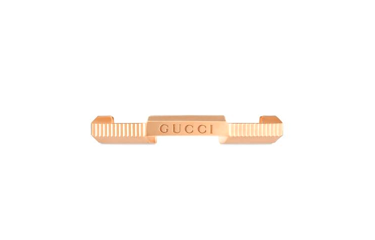 GUCCI Link to Love Series Stripe Engraved Ring Slim 18K Rose Gold Jewelry 662097-J8500-5702 圖 3