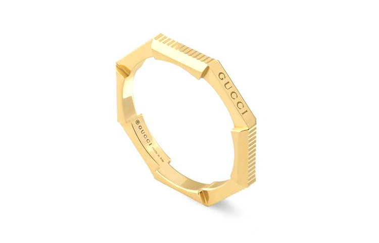 GUCCI Link to Love Striped Engraved Ring Fine Gold Jewelry. 662097-J8500-8000 圖 4