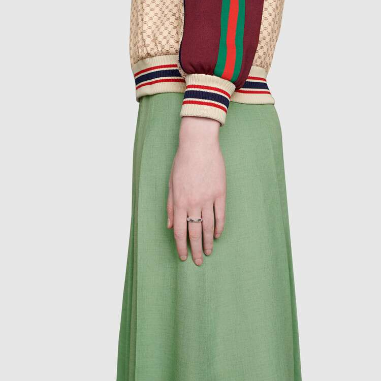 GUCCI Link to Love Studded Ring 18K White Gold Jewelry. 662188-J8502-9000 圖 7