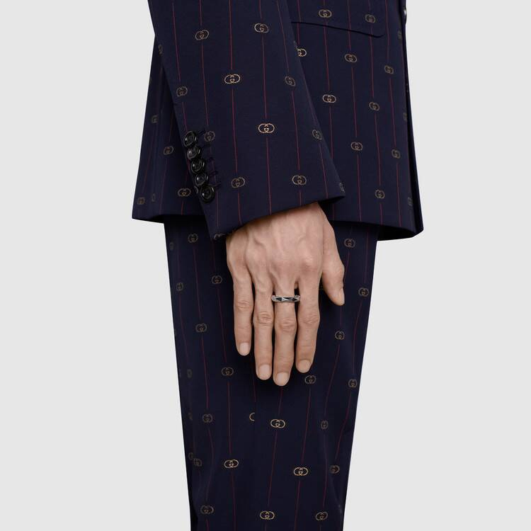 GUCCI Link to Love Studded Ring 18K White Gold Jewelry. 662188-J8502-9000 圖 8