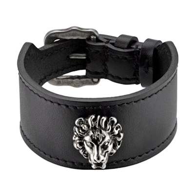 GUCCI Lion Head Leather Metal Bracelet Unisex Fashion Jewelry. 729061-IAAAX-8127