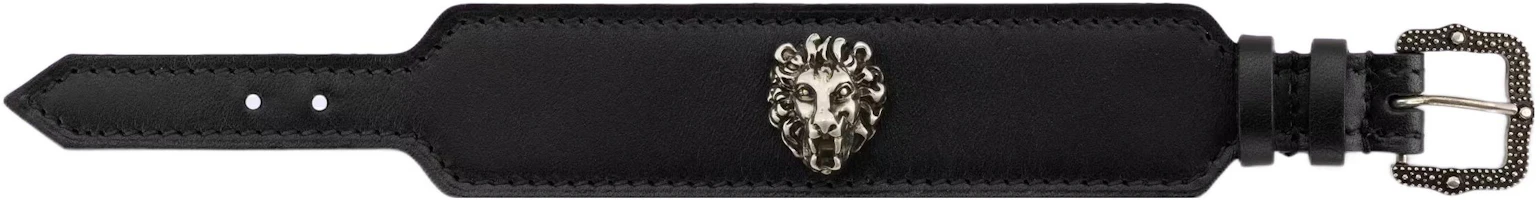 Shop GUCCI Gelang Kulit & Logam Kepala Singa Unisex Perhiasan Fashion. 729061-IAAAX-8127