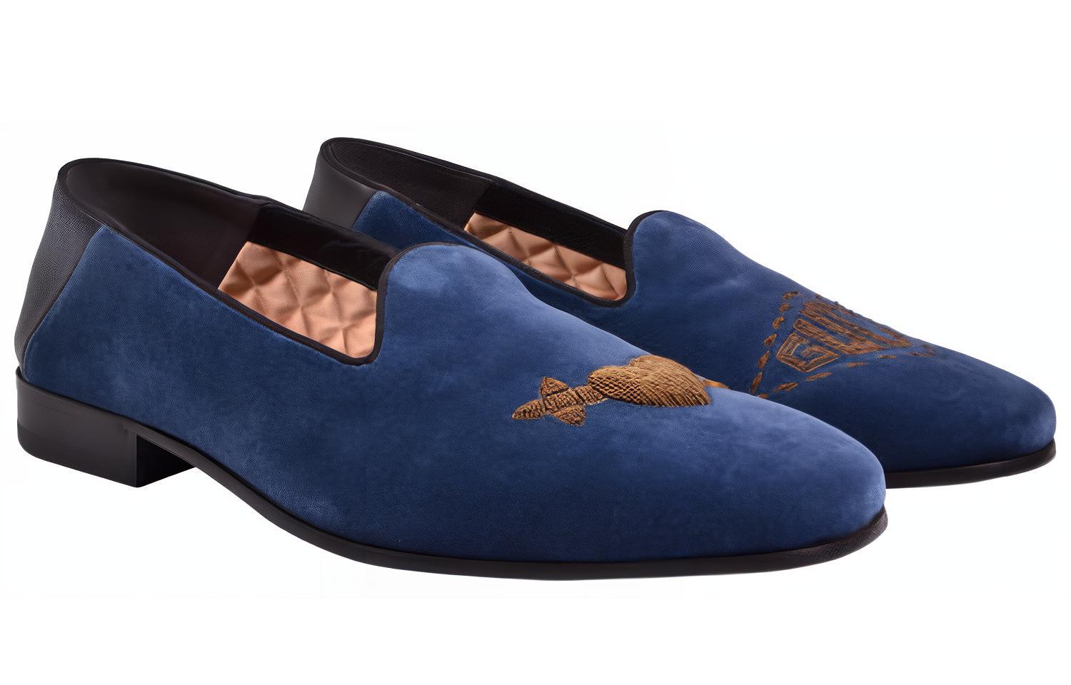Lookbook Gucci Loafer 'Blue Velvet Bee Logo' 523846-FASE0-4292