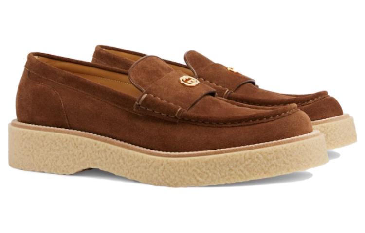 Lookbook 古驰棕色麂皮豆豆鞋 759274-1M6J0-2361