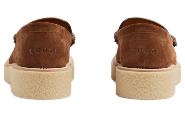 Purchase 古驰棕色麂皮豆豆鞋 759274-1M6J0-2361