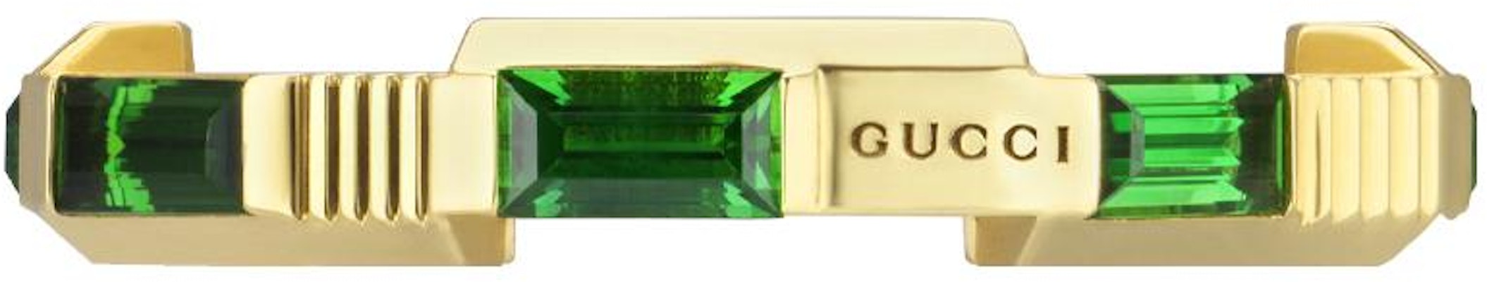 GUCCI Logo 18k Gold Unisex Couple Ring - Gold/Green. YBC662256002 Order GUCCI Logo 18k Gold Unisex Couple Ring - Gold/Green. YBC662256002