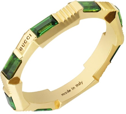 GUCCI Logo 18k Gold Unisex Couple Ring - Gold/Green. YBC662256002 Shop GUCCI Logo 18k Gold Unisex Couple Ring - Gold/Green. YBC662256002