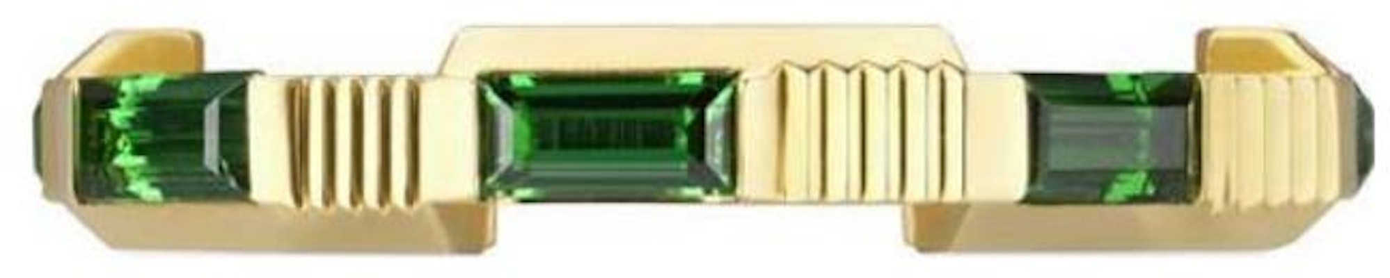 GUCCI Logo 18k Gold Unisex Couple Ring - Gold/Green. YBC662256002 Details for GUCCI Logo 18k Gold Unisex Couple Ring - Gold/Green. YBC662256002