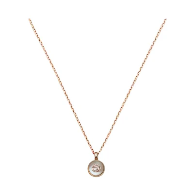 GUCCI Logo 18K Rose Gold Mother of Pearl Diamond Necklace Unisex Gold 789342J85I08070