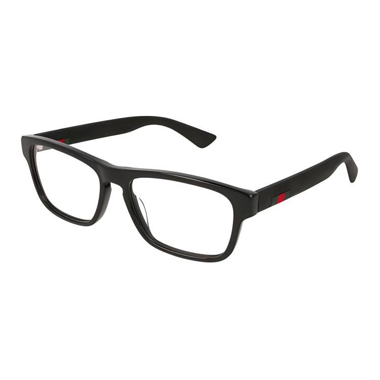 GUCCI Logo Acetate Irregular Optical Glasses Frame Men - Black GG0176OA00156