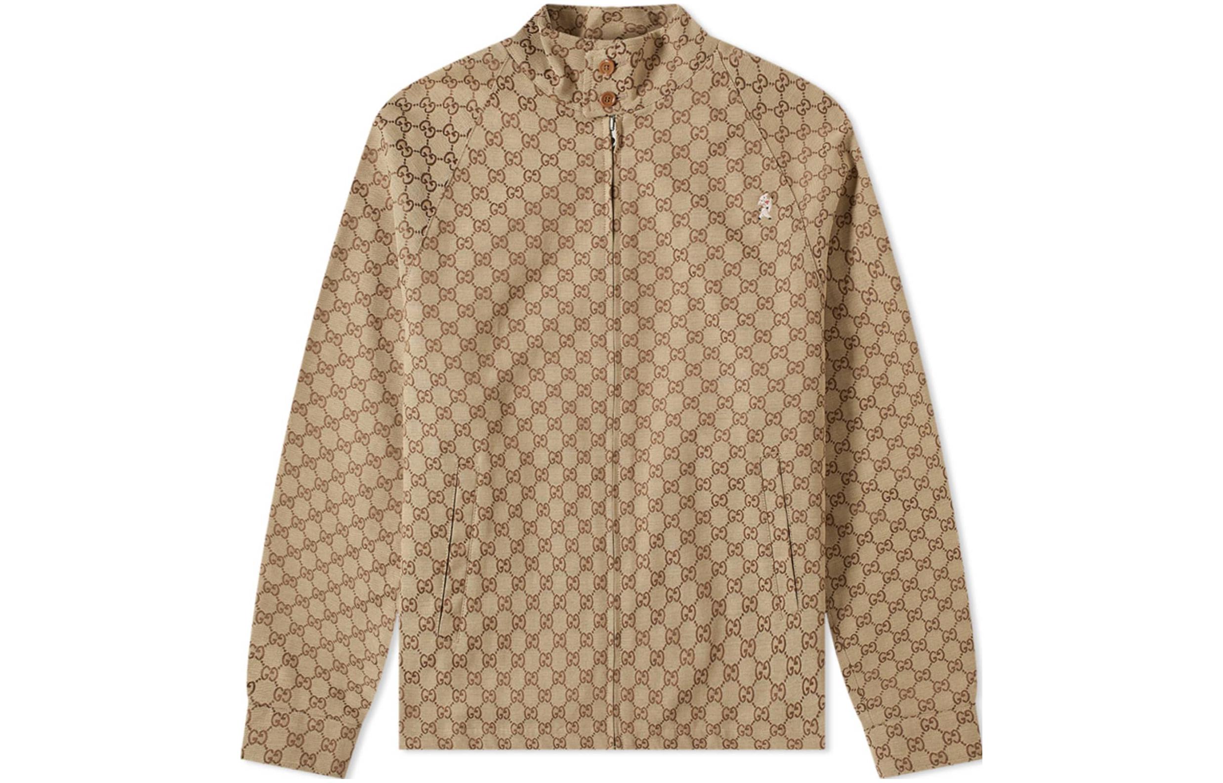 Gucci Logo All-Over Print Zip Jacket Beige Outerwear 568549-ZABXX-2190