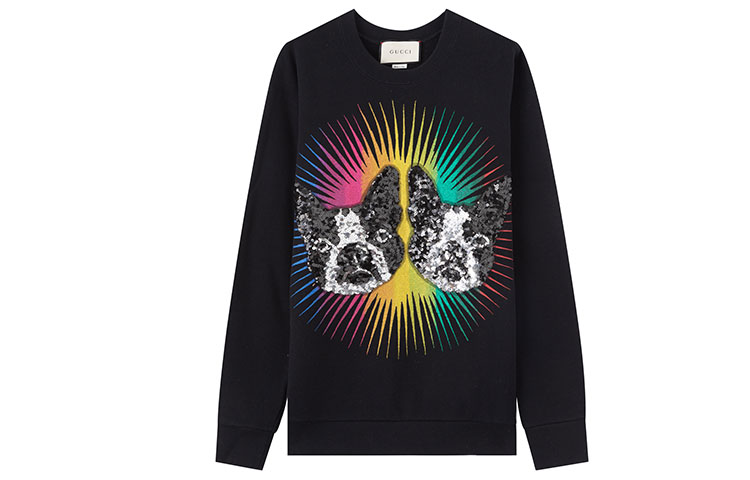 Gucci Logo Animal Patch Unisex Black Crewneck Sweatshirt 469250-X9Y52-1082