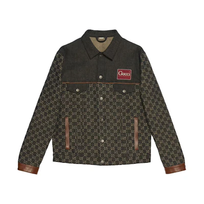 Gucci Logo Appliqué Button-Up Long Sleeve Denim Jacket Brown 649110-XDBR2-1080